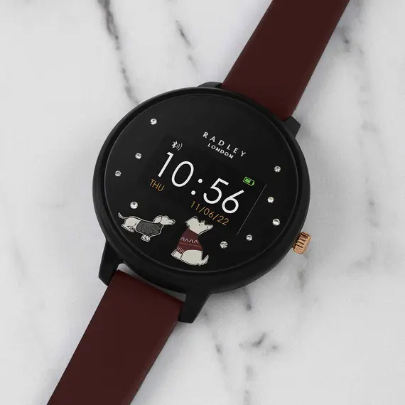 RADLEY LONDON Series 03 Smartwatch Dog Black Burgundy Silicone RYS03-2060, image 4