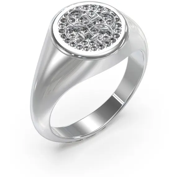 GUESS STEEL Dreaming Guess Ασημένιο Δαχτυλίδι Με Σφραγίδα Και Ζιργκόν JUBR03132JWRH