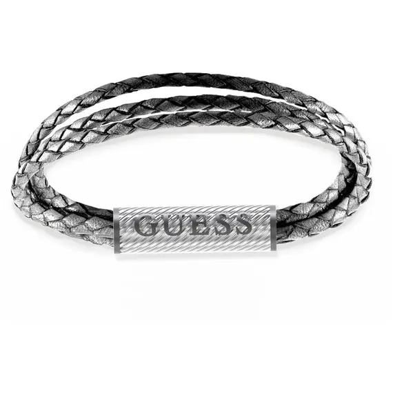 GUESS STEEL Bond Street Βραχιόλι Από Δέρμα Και Ανοξείδωτο Ατσάλι 21cm JUMB03033JWSTGRL