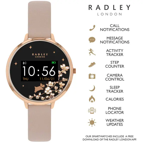 RADLEY LONDON Series 03 Smartwatch Dog Rose Gold and Nude Leather RYS03-2116, image 3