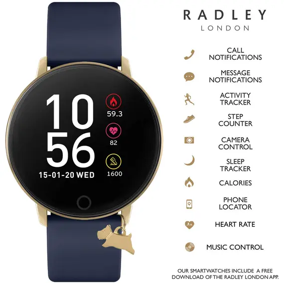 RADLEY LONDON Series 05 Smartwatch With Charm Gold and Blue Leather RYS05-2034-INT, image 2