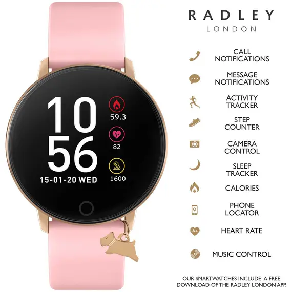 RADLEY LONDON Series 05 Smartwatch With Charm Rose Gold and Pink Leather RYS05-2040-INT, image 2