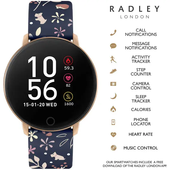 RADLEY LONDON Series 05 Smartwatch Rose Gold and Blue Silicone RYS05-2046, image 2