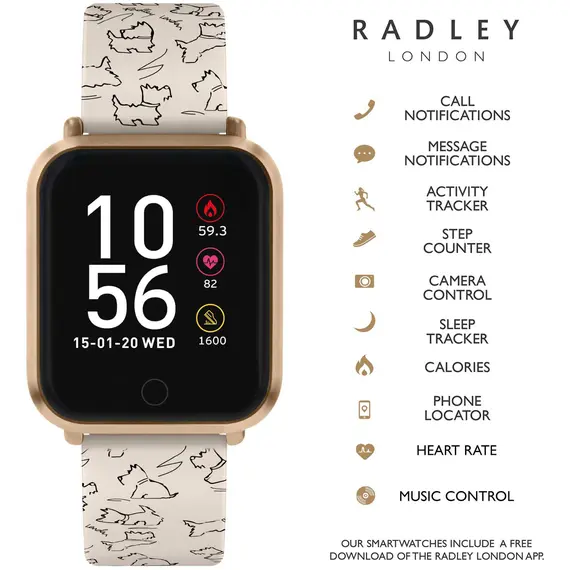 RADLEY LONDON Series 06 Smartwatch Rose Gold Cream Silicone RYS06-2064, image 2