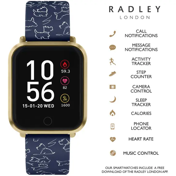 RADLEY LONDON Series 06 Smartwatch Gold Navy Blue Silicone RYS06-2066, image 2