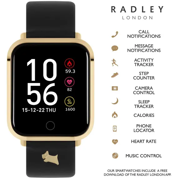 RADLEY LONDON Series 06 Smartwatch Gold and Black Leather RYS06-2074-INT, image 2