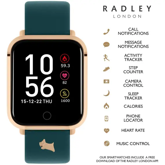 RADLEY LONDON Series 06 Smartwatch Rose Gold and Petrol Leather RYS06-2076-INT, image 2