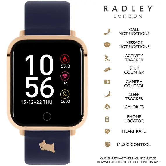 RADLEY LONDON Series 06 Smartwatch Rose Gold and Navy Blue Leather RYS06-2078-INT, image 2