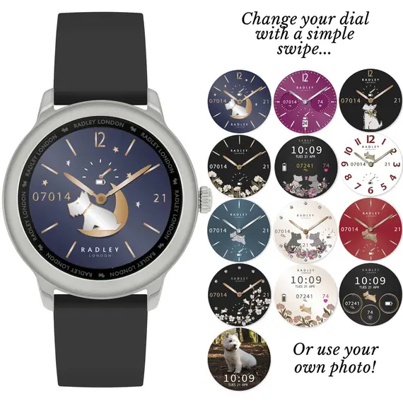RADLEY LONDON Series 07 Smartwatch Silver and Black-Beige Silicone RYS07-2067-SET, image 3