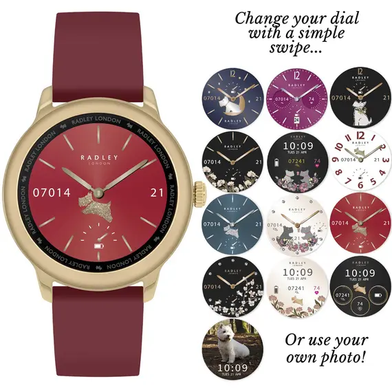 RADLEY LONDON Series 07 Smartwatch Gold and Black-Burgundy Silicone RYS07-2070-SET, image 3