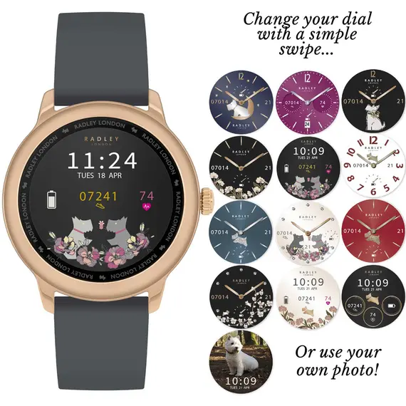 RADLEY LONDON Series 07 Smartwatch Rose Gold and Grey-Beige Silicone RYS07-2072-SET, image 3