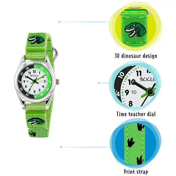 TIKKERS Boys Green Strap Dinosaur Set TK0149, image 3