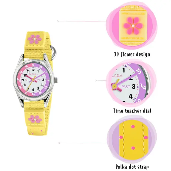 TIKKERS, Girls, Yellow Strap Flower Set, TK0155, image 3