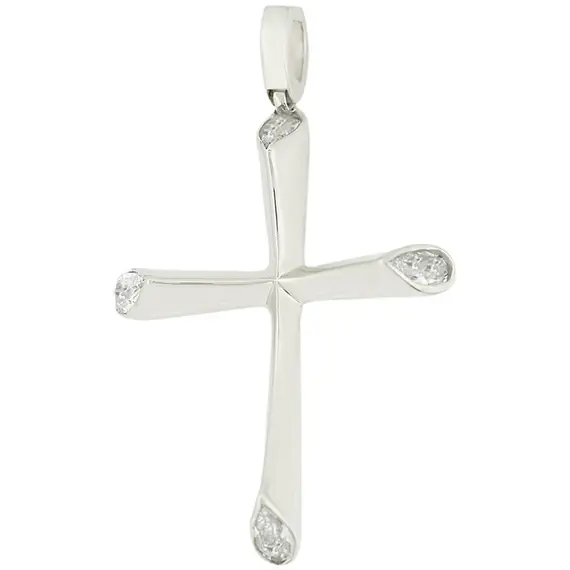 KALOUSTIAN Σταυρός Σε Λευκό Χρυσό 14K Με Πέτρες 5KR.984BCR