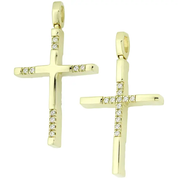 KALOUSTIAN Σταυρός Σε Κίτρινο Χρυσό 14K Με Πέτρες 5KR.D1018CR