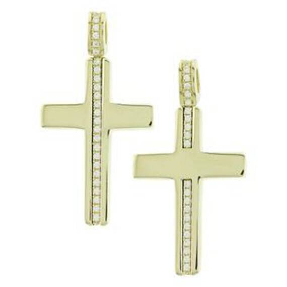 KALOUSTIAN Σταυρός Σε Κίτρινο Χρυσό 14K Με Πέτρες 5KR.D58CR