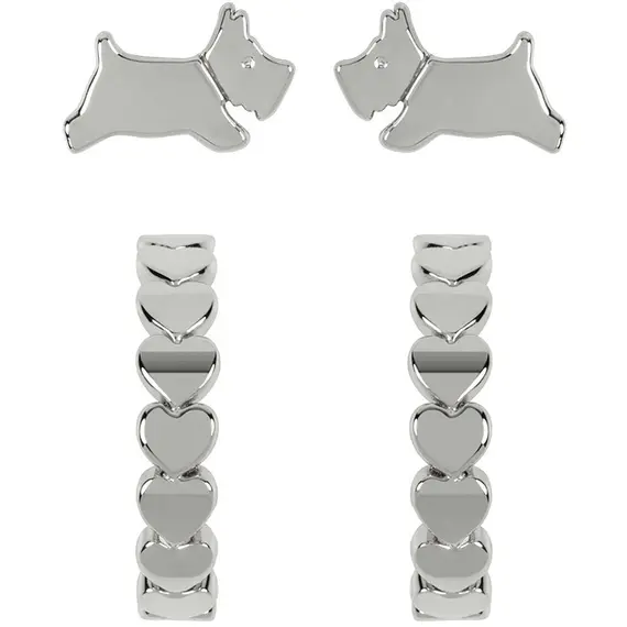RADLEY LONDON Heart Huggie Twin Pack Ασημένια Σκουλαρίκια Από Ατσάλι RYJ1213S