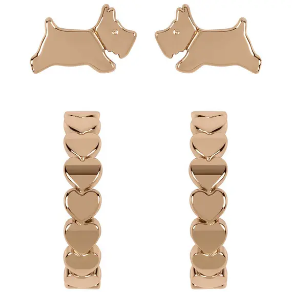 RADLEY LONDON Heart Huggie Twin Pack Ροζ Χρυσά Σκουλαρίκια Από Ατσάλι RYJ1214S