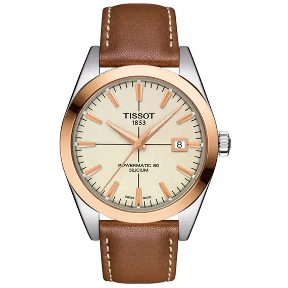 TISSOT Gentleman Powermatic 80 Silicium Solid 18K Gold Bezel T9274074626100