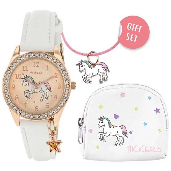 TIKKERS Girls Unicorn White Strap Stone Set ATK1063