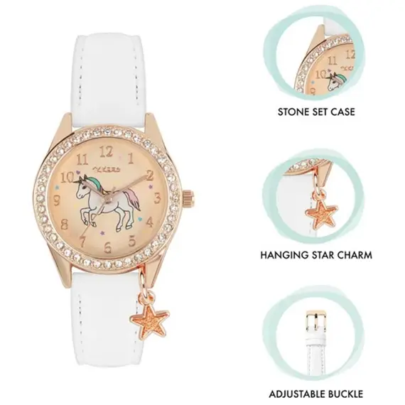 TIKKERS Girls Unicorn White Strap Stone Set Με Κολιέ Και Τσαντάκι ATK1063, image 2