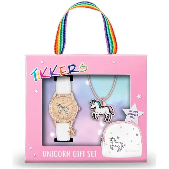TIKKERS Girls Unicorn White Strap Stone Set Με Κολιέ Και Τσαντάκι ATK1063, image 6