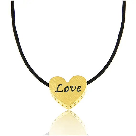 FACADORO Κολιέ Γούρι Επίχρυσο Από Ασήμι 925 GI-024013-LOVE