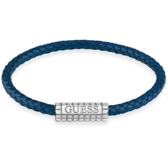 GUESS STEEL Acapulco Βραχιόλι Από Δέρμα Και Ανοξείδωτο Ατσάλι 21cm JUMB02141JWSTJBL