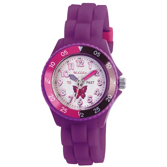 TIKKERS Girls Purple Strap Time Teacher TK0041
