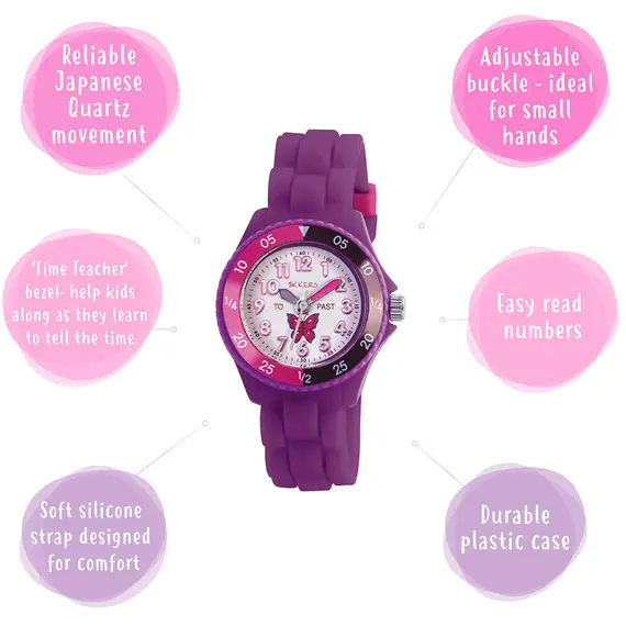 TIKKERS Girls Purple Strap Time Teacher TK0041, image 4