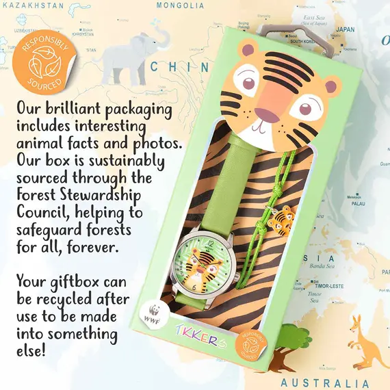 TIKKERS WWF Green Strap Tiger Set Με Βραχιόλι TKWWF003-SET, image 3