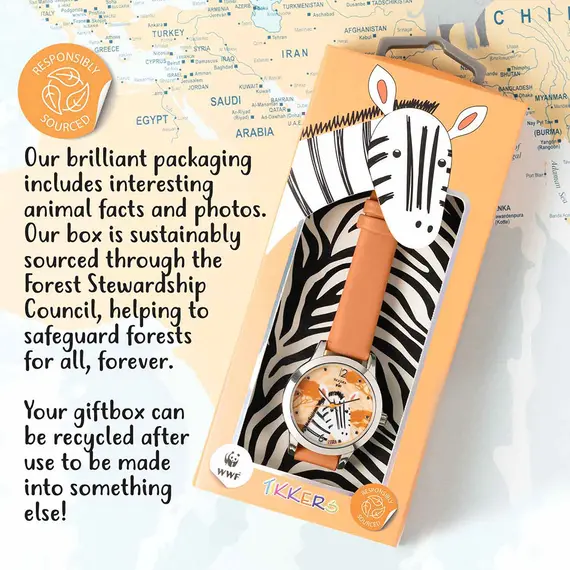TIKKERS WWF Orange Strap Zebra TKWWF006, image 3
