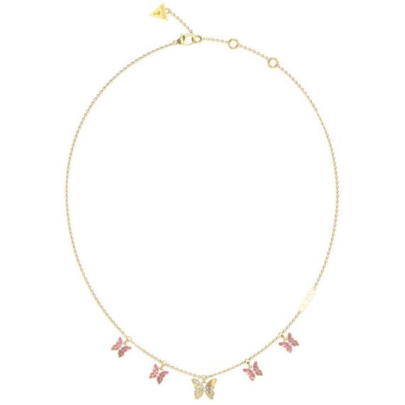 GUESS STEEL Chrysalis Χρυσό Κολιέ Με Πεταλούδες Και Ζιργκόν 40.64cm-45.72cm JUBN04101JWYGLPT-U