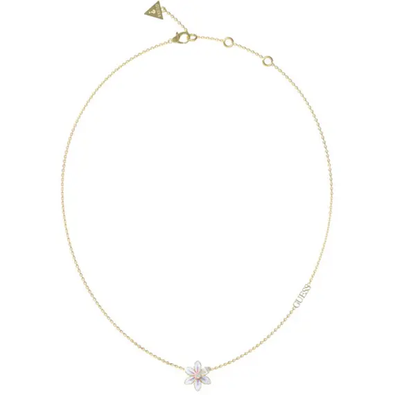 GUESS STEEL White Lotus Χρυσό Κολιέ Με Λουλούδι Και Ζιργκόν 40.64cm-45.72cm JUBN04136JWYGWHT-U