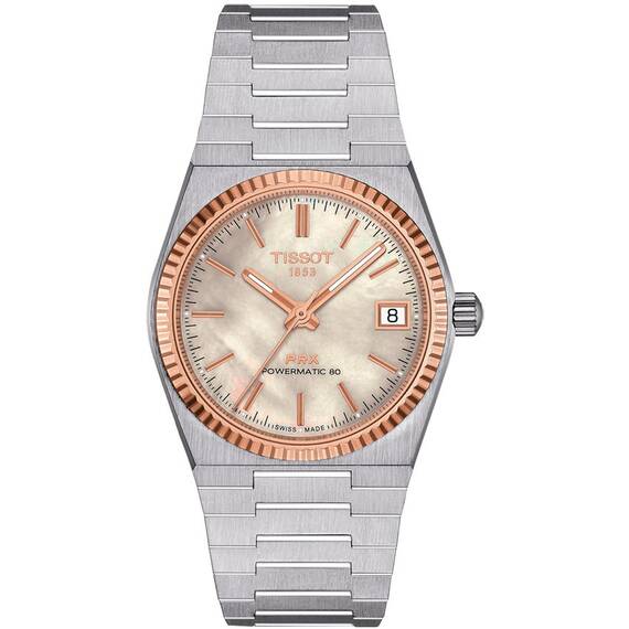TISSOT PRX 35mm Powermatic 80 18K Rose Gold Bezel T9312074111100