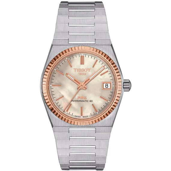 TISSOT PRX 35mm Powermatic 80 18K Rose Gold Bezel T9312074111100