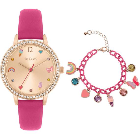 TIKKERS Girls Pink Strap Stone Set Με Βραχιόλι ATK1089