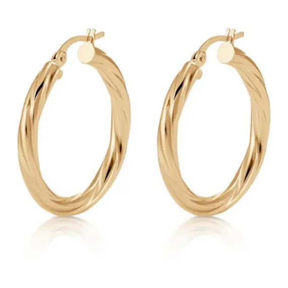 GUESS STEEL Hoops I Did It Again Χρυσά Σκουλαρίκια Κρίκοι 4cm JUBE04187JWYGT-U