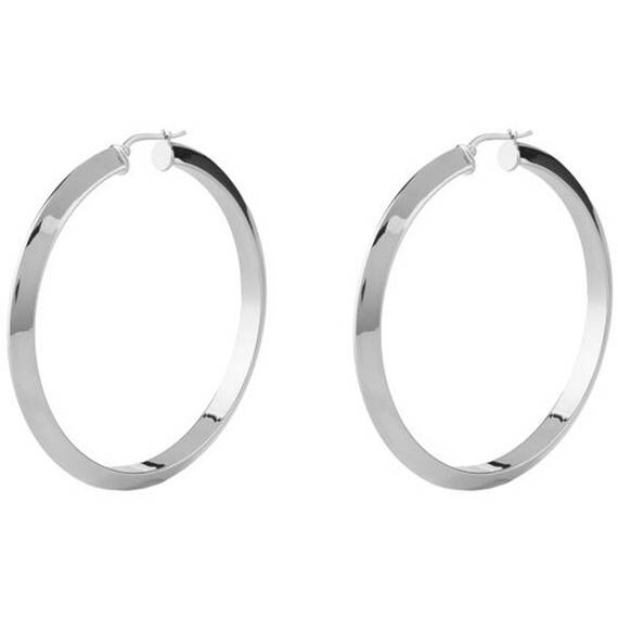 GUESS STEEL Hoops I Did It Again Ασημένια Σκουλαρίκια Κρίκοι 4cm JUBE04193JWRHT-U