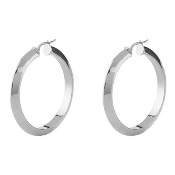 GUESS STEEL Hoops I Did It Again Ασημένια Σκουλαρίκια Κρίκοι 2.5cm JUBE04194JWRHT-U
