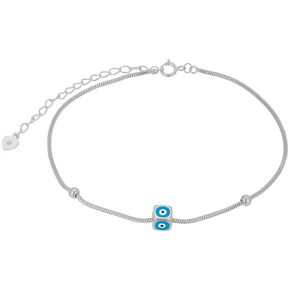 PRINCESILVERO Βραχιόλι Ποδιού Μάτι-Ζάρι Από Ασήμι 925 20cm-25cm 3A-AN112-1Q