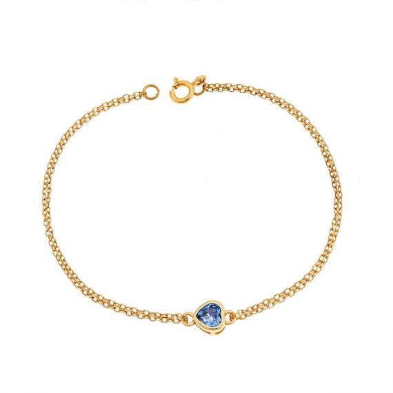 Βραχιόλι Senza Silver 925 Gold Plated, καρδιά με aquamarine ζιργκόν