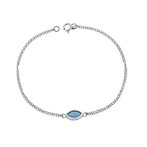 Βραχιόλι Senza Silver 925, φύλλο με τυρκουάζ ζιργκόν