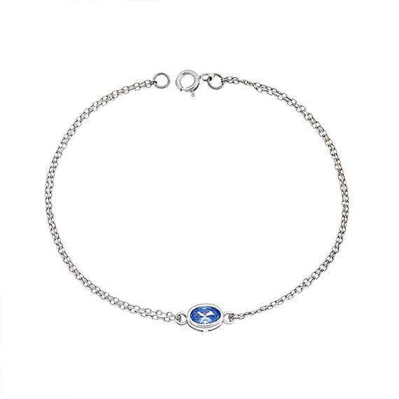 Βραχιόλι Senza Silver 925, οβάλ με aquamarine ζιργκόν