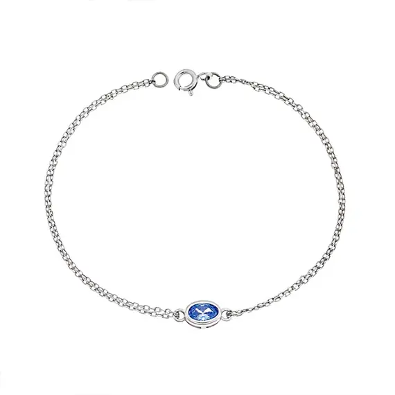 Βραχιόλι Senza Silver 925, οβάλ με aquamarine ζιργκόν