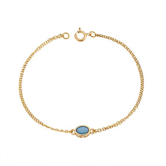 Βραχιόλι Senza Silver 925 Gold Plated, οβάλ με τυρκουάζ ζιργκόν