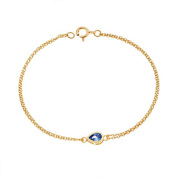 Βραχιόλι Senza Silver 925 Gold Plated, δάκρυ με aquamarine ζιργκόν