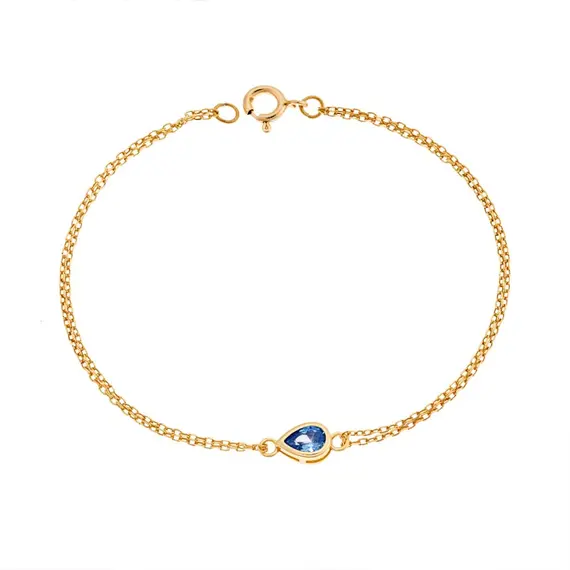 Βραχιόλι Senza Silver 925 Gold Plated, δάκρυ με aquamarine ζιργκόν