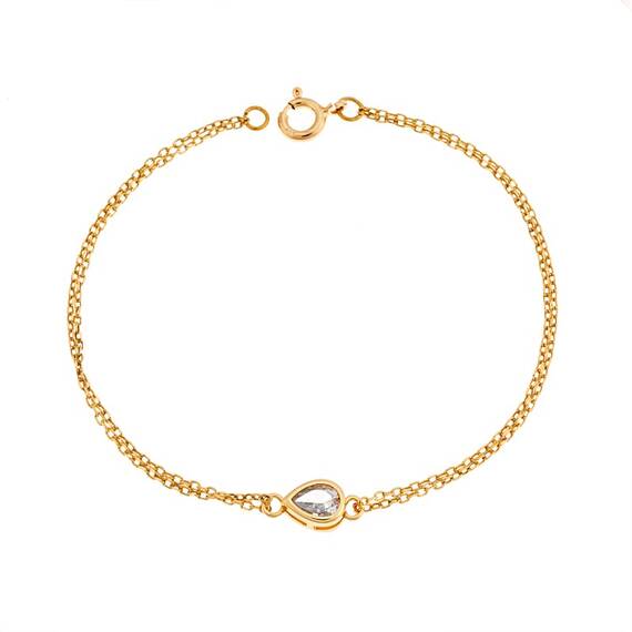 Βραχιόλι Senza Silver 925 Gold Plated, δάκρυ με διαφανές ζιργκόν