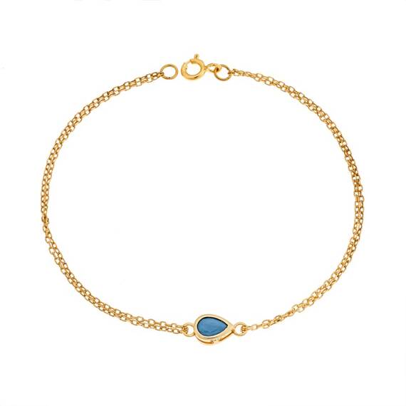 Βραχιόλι Senza Silver 925 Gold Plated, δάκρυ με τυρκουάζ ζιργκόν